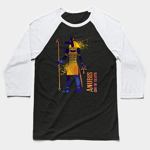 Color drawing of Egyptian god Anubis Baseball T-Shirt by Modern Medieval Design